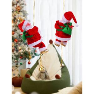 会爬绳子的圣诞老人爬绳电动儿童玩具礼物圣诞节装饰倒立爬梯爬珠