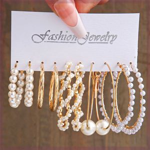 Vintage Geometric Women's Earrings Set Fashion Pearl Circle