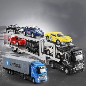 奔驰拖头卡车货柜集装箱工程运输车声光玩具儿童合金仿真汽车模型