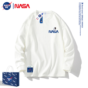 NASA联名男士长袖t恤春秋夏季卫衣男款秋衣白色内搭打底衫上衣服