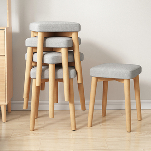 IKEA/宜家实木家用凳子可叠放方凳软包餐凳简约现代客厅餐椅布艺
