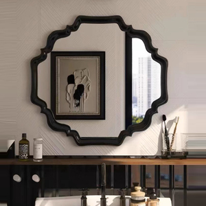 欧式浴室镜子壁挂异形复古洗手台洗手间装饰镜卧室定制法式化妆镜