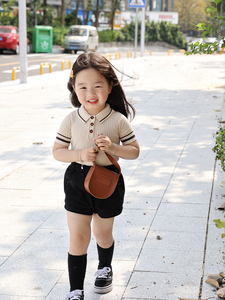 Amy丨女童短袖T恤上衣夏装儿童纯棉小众设计感童装日系polo领透气