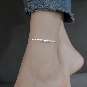 精致碎银珍珠脚链2023年新款潮时尚气质高级感脚踝链小众设计感女