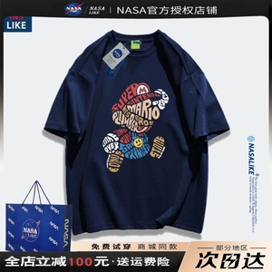 NASA联名超级玛丽欧美潮牌t恤男短袖夏季ins情侣上衣oversize体恤