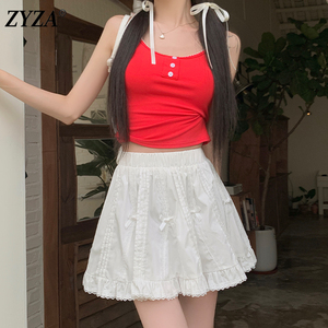 ZYZA蛋糕裙短款夏季2024新品蕾丝花边拼接A字裙显瘦纯欲半身短裙