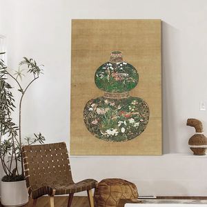 葫中芦花瓶式复古关玄中国风装手饰画绘油画客厅家古居法摆件挂画