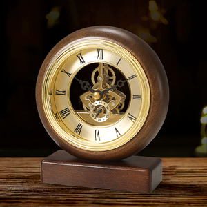 实木台式座钟客厅家用桌面钟表摆件复古中国风摆钟静音新中式台钟