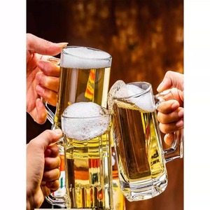 泰康青苹果啤酒杯大容量扎啤杯500ml商用玻璃杯家用水杯套装耐热