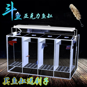 斗鱼缸免换水排盒创意隔离加热超白专用孔雀鱼繁殖孵化多4格促销