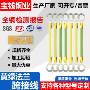 6平方纯铜黄绿双色跨接线防静电法兰接地线光伏桥架BVR机房设备