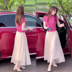2023新款气质白色超仙女森系高腰显瘦半身裙子设计感小众夏季纱裙