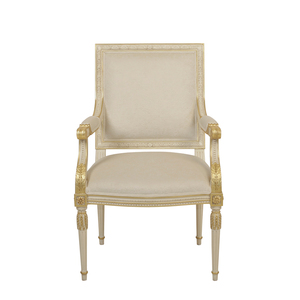 法式轻奢实木餐椅美式复古橡木方背椅子书椅新古典雕花布艺沙发椅
