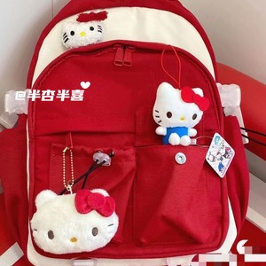 hellokitty书包女双肩背包学生小初高中可爱大容量儿童红色凯蒂猫