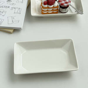 安木良品 出口订单 日式ins极简风纯白高温陶瓷点心小菜长方碟盘