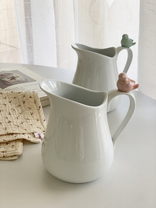 安木良品 出口订单 法式田园风复古小鸟陶瓷冷水壶下午茶咖啡奶壶