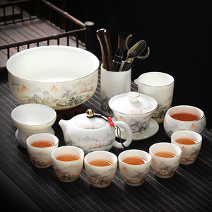 茶杯功夫茶具套装白玉陶瓷主人杯2024新款办公会客用品茶碗羊脂玉