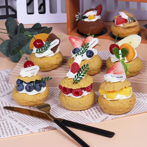 仿真蛋糕水果奶油泡芙模型甜品装饰摆台拍摄场景布置甜点美食道具