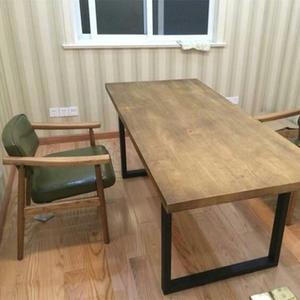 美式老松木工作台 家用画桌实木做旧餐桌复古办公电脑桌 简约厂家