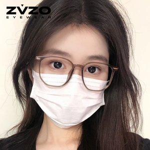 近视眼镜女款超轻浅咖色韩版透明可配度数素颜网红大框眼睛框镜架