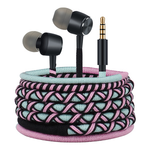 耳机有线入耳式编织重低音适用oppo苹果vivo小米华为女高音质线控