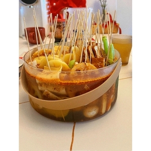 网红钵钵鸡冷吃串串桶锅冷锅透明家用专用盆玻璃容器调料桶深碗深