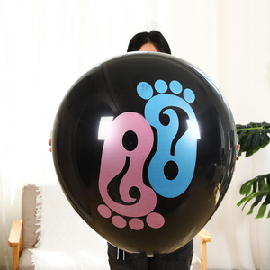 黑色36寸性别揭秘大气球宝宝出生揭示boyor girl生日主题派对装饰