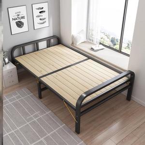 床垫一体折叠床单人实木床板家用成人简易加固一米二小床双人铁床