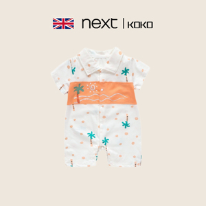 英国Next koko婴儿夏季纯棉连体衣男宝宝欧美度假风短袖外出爬服