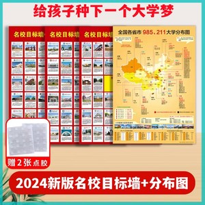 新升级加厚加大名校目标墙贴985211中国重点大学分布高考激励挂图