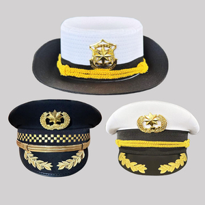 形象岗保安黑色大檐帽男女工作服配件保安帽网面布帽白色卷檐帽