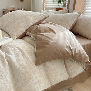 阳光般的温暖~纯棉床上被套单件全棉复古提花四件套床笠款床品
