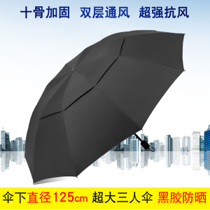 超大伞防晒黑胶晴雨伞手动遮阳双层防风纯色成人男女通用太阳伞
