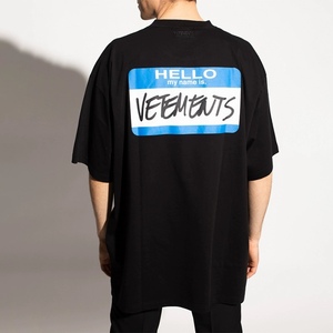 VETEMENTS 2024新款红蓝色签名VTM字母印花宽松T恤情侣短袖T恤男