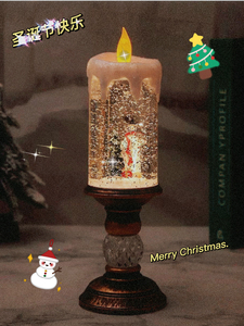 圣诞节小夜灯圣诞水晶灯装饰品音乐盒儿童圣诞礼物蜡烛灯桌面摆件