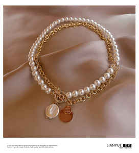 韩版新款项链女潮风轻奢小众设计感多层珍珠项链锁骨链