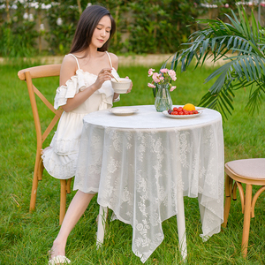 白色蕾丝桌布法式温柔家居装饰布艺美式田园野餐布拍照背景布盖布
