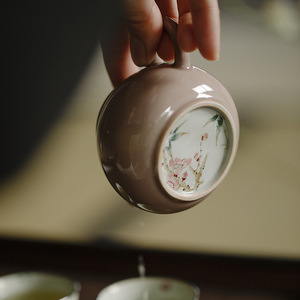 小众设计苍烟红釉下粉彩手绘踏雪寻梅茶壶过滤球孔壶泡茶壶