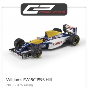 威廉姆斯 FW15C 1993 希尔/普罗斯特 F1 车模 1/18比例 gpr