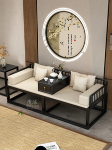 新中式实木罗汉床全实木推拉沙发床小户型床榻罗汉床椅茶桌椅组合