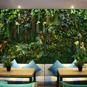 东南亚3d热带雨林绿植森林系绿色植物墙壁爬山虎花店壁纸背景墙纸