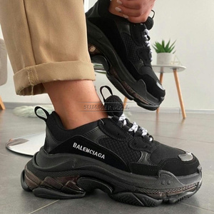 Balenciaga/巴黎世家 Triple S 黑色 透明水晶气垫 老爹鞋运动鞋