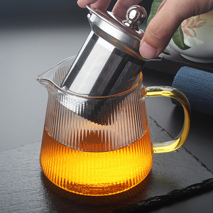 家用茶具套装加厚耐热高温玻璃茶壶锤纹加热过滤漏网花茶壶泡茶器