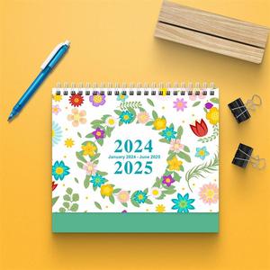 2024年英语创意简约台历18个月365日每月规划记事日历