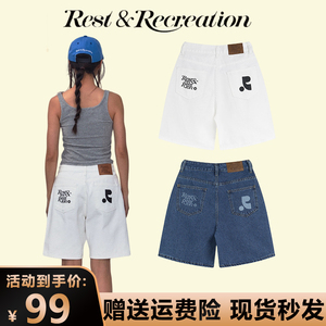 韩国Restandrecreation夏季五分牛仔裤Jennie同款RR男女直筒短裤