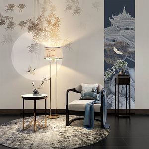新中式客厅装饰竹叶壁纸简约国风素色墙纸无缝墙布电视背景墙壁画