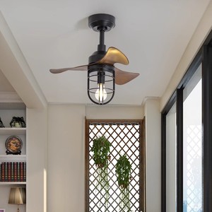 美式复古风扇灯吊扇灯商用工业小尺寸家用餐厅卧室阳台小电風扇燈