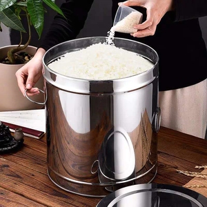家用不锈钢装米桶储米箱防潮防虫米缸20面粉50斤25kg30收纳罐10斤