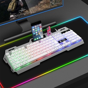 力镁K25有线USB金属发光电脑单键盘游戏七彩背光机械手感键盘