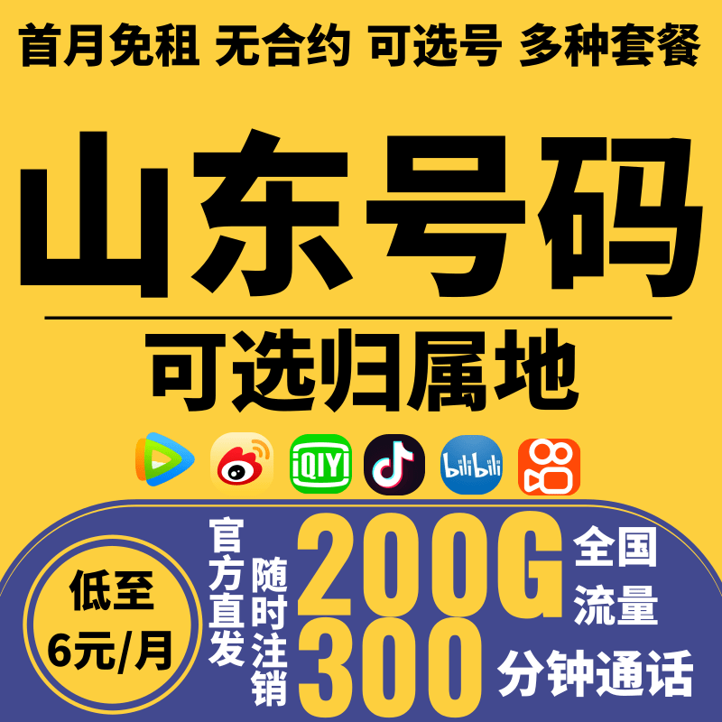 山东流量卡4G5G手机卡电话卡自选归属地潍坊威海济宁泰安日照